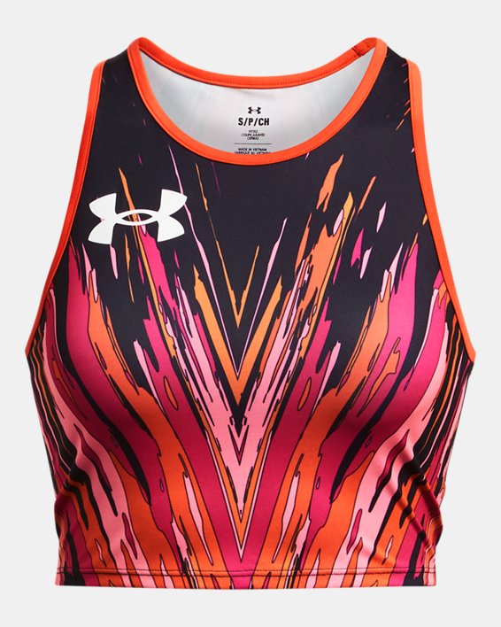 Women's UA Pro Runner Crop Top, Black, pdpMainDesktop image number 2